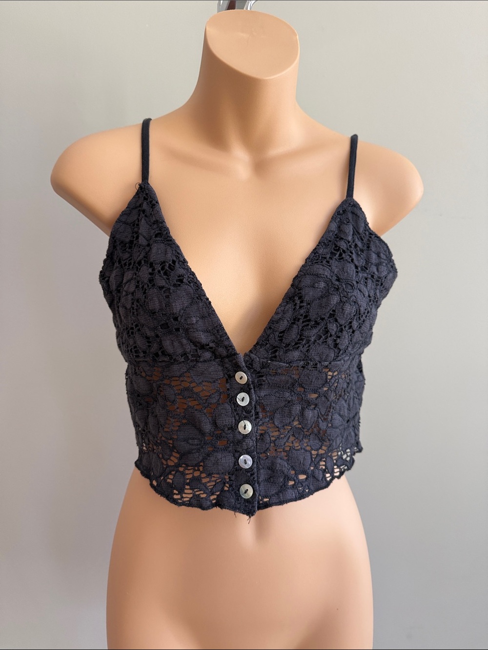 Urban Outfitters Charcoal Gray Crochet Top Size M